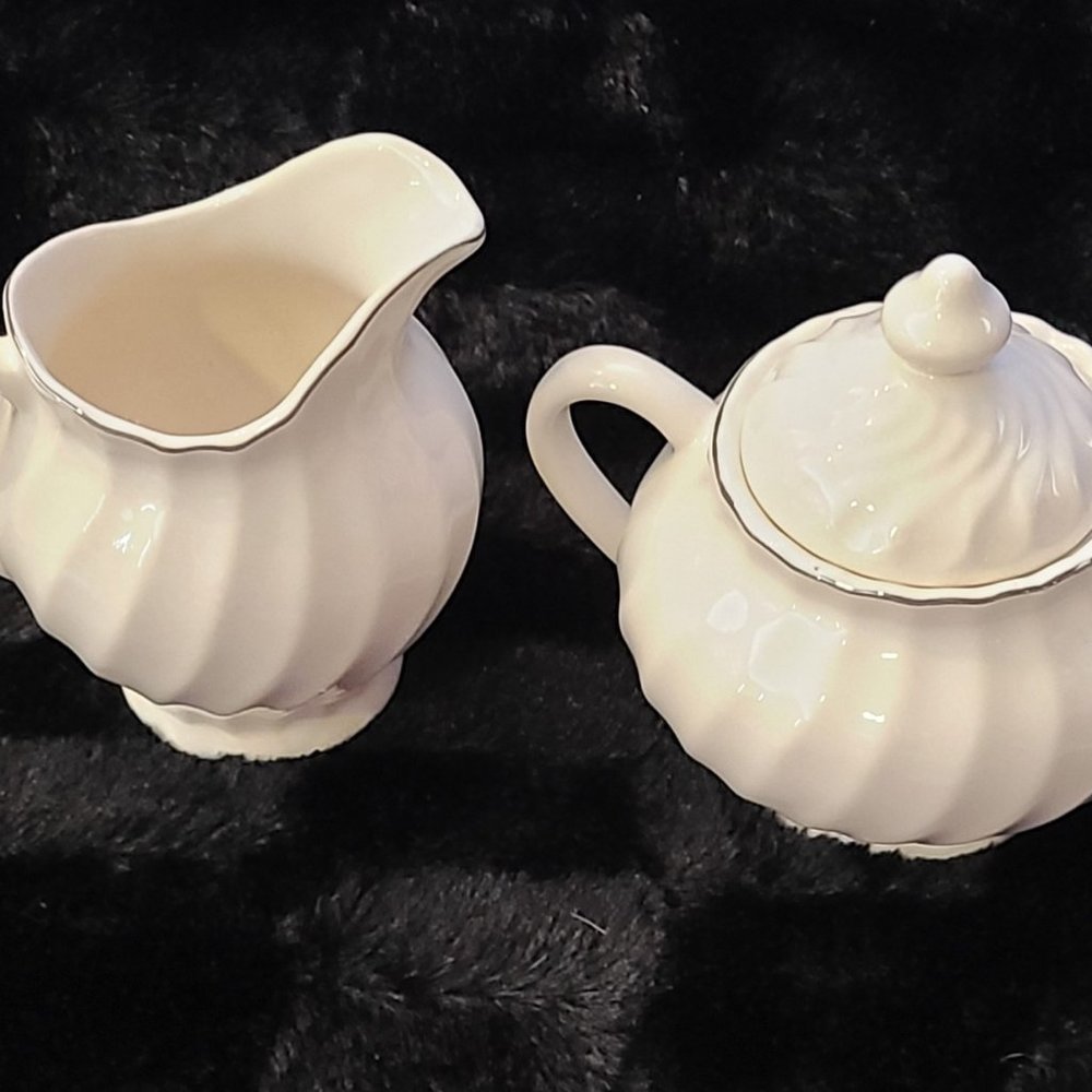 Vintage Fine China Creamer and Sugar Set